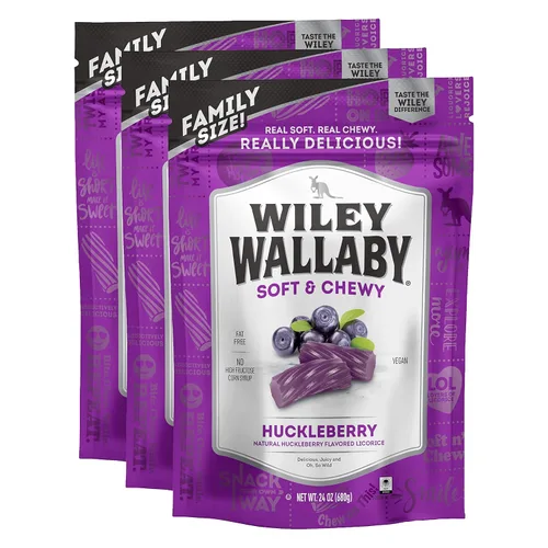 Vista 11 de Wiley Wallaby Paquete variado de regaliz – Dulces de regaliz de arándano, limonada y granada azul, estilo clásico gourmet australiano, suave