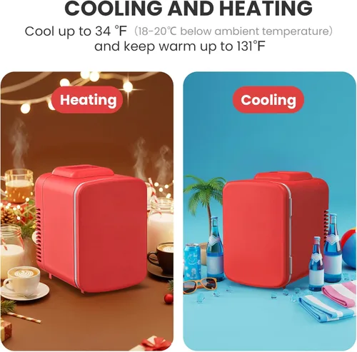 Vista 7 de HealSmart Mini Nevera Portátil, Enfriador y Calentador de 4 Litros para 6 Latas, Refrigeradores Compactos 100% Libres de Freón y Ecológicos