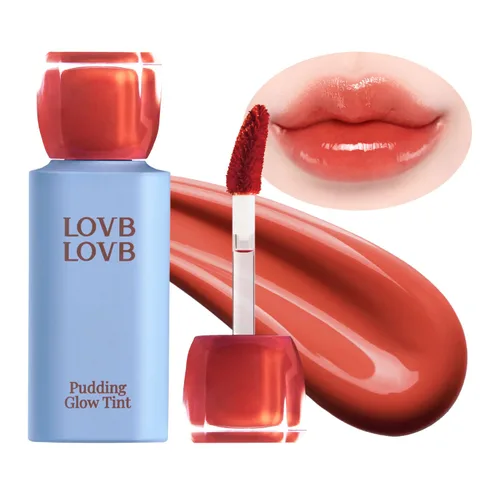 Vista 9 de LOVB LOVB Pudding Glow - Tinte labial coreano, tinte de labios natural, brillante a manchas, duradero y no pegajoso, tinte de labios ligero, 0.14