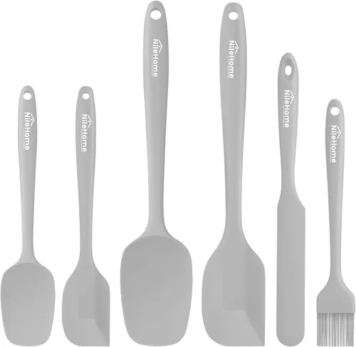Vista 9 de NileHome Juego de espátulas de silicona, 6 paquetes de utensilios de cocina de grado alimenticio con cepillo de silicona, resistente al calor, apto