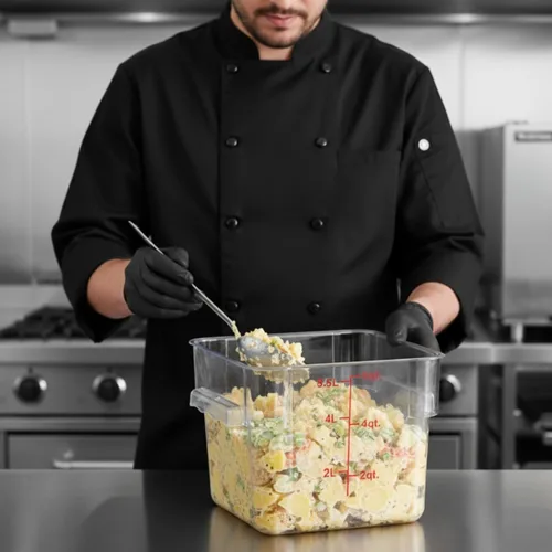 Vista 2 de TrueCraftware Contenedor cuadrado de policarbonato transparente de 6 cuartos de galón, contenedor de almacenamiento de alimentos que ahorra espacio