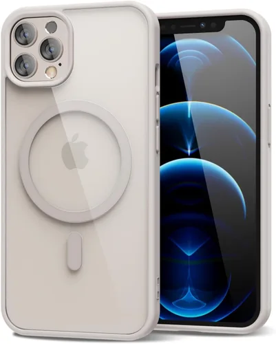 Vista 210 de oakxco Funda magnética transparente compatible con Magsafe, delgada, transparente, no amarillea, híbrida de silicona suave y cubierta protectora