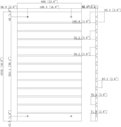 Vista 5 de FixtureDisplays Panel de madera de arce Slatwall Panel de exhibición de tienda al por menor Organizador de herramientas 24X40" 11709-1-NEW-NF