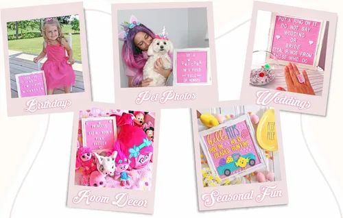 Vista 59 de Letrero de fieltro morado para el regreso a clases con marco blanco de madera rústica, letrero de tablero de letras de granja con soporte, mensaje