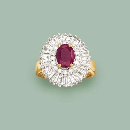 Vista 4 de Ross-Simons 1.50 Carat Ruby and 2.00 ct. t.w. White Topaz Ring in 18kt Gold Over Sterling