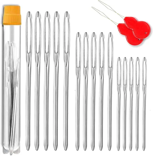Agujas romas de ojo grande, agujas de coser, aguja de hilo de bordar de acero inoxidable, agujas de tejer hechas a mano, aguja de cuero, adecuadas