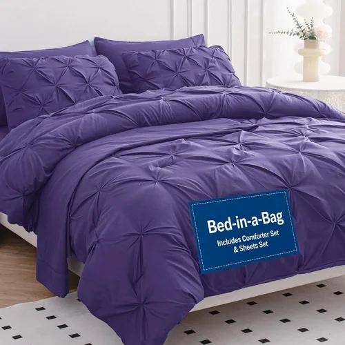 Vista 23 de LANE LINEN Juego de edredón individual de 5 piezas - Ropa de cama con diseño clásico de puntada pintuck - con 1 edredón, 1 funda de almohada, 1