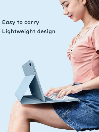 Vista 6 de Funda de teclado para Fire HD 10 Plus/HD 10 (solo para 11ª generación, versión 2021) Linda funda de teclado de color de clave redonda inalámbrica