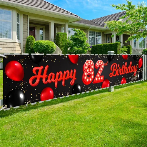 Vista 83 de TfNl Bn Feliz Cumpleaños Rojo y Negro Banner (10)
