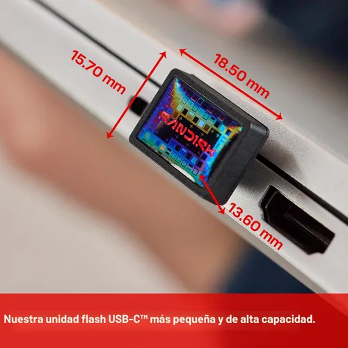 Vista 8 de SANDISK Unidad Flash USB-C Extreme Fit de 128GB - Velocidades de lectura de hasta 400MB/s, USB 3.2 Gen 1, USB Tipo C - Almacenamiento Plug-and-Stay