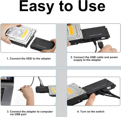 Vista 9 de Lector de disco duro, USB 3.0 a IDE y adaptador SATA Convertidor de disco duro externo para disco duro universal 2.5/3.5 HDD/SSD Incluye adaptador