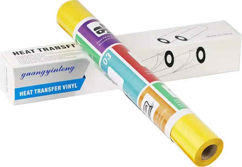 Vista 6 de Guangyintong - Rollos de vinilo HTV de transferencia de calor, de 30,5 cm x 3,05 metros con superficie mate, vinilo para planchar de color amarillo