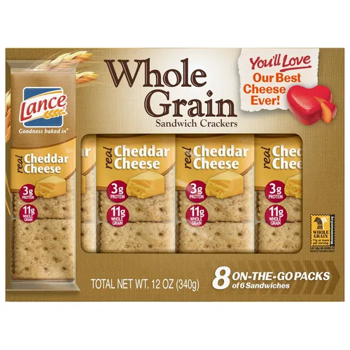 Lance Whole Grain Cheddar Cheese Crackers - 3 Boxes of 8 Individual Packs by Lance