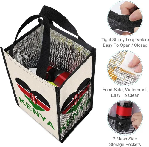 Vista 3 de Love Kenya Lunch Bags for Women Men Insulated Lunch Box Reusable Tote Bag for Home Office