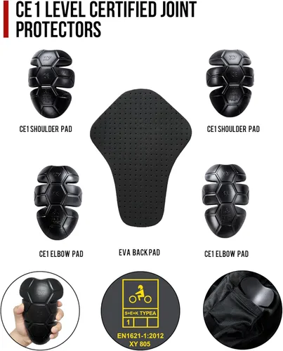 Vista 6 de BORLENI Chaqueta para motociclista, resistente al viento, equipo de protección de todo el cuerpo para motociclista