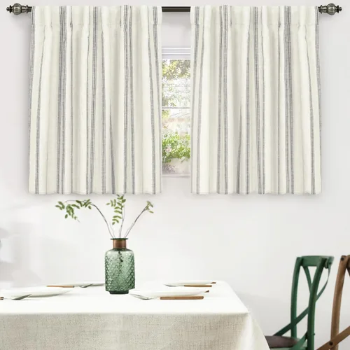 Vista 60 de DriftAway Cortinas opacas de mezcla de lino de 84 pulgadas de largo para dormitorio, cortinas de lino con estampado de rayas verticales