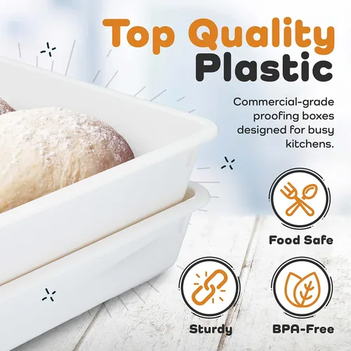 Vista 4 de GSM Brands Caja para probar masa de pizza - Bandejas apilables de calidad comercial con cubiertas (43,8 x 33 cm) - 2 bandejas y 2 cubiertas
