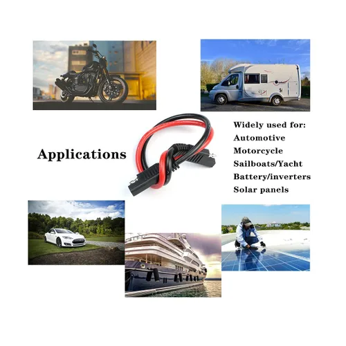 Vista 4 de Paquete de 5 arneses de cables de desconexión rápida polarizados de calibre 10 de 2 pines, conector SAE, cable de conexión tipo bala