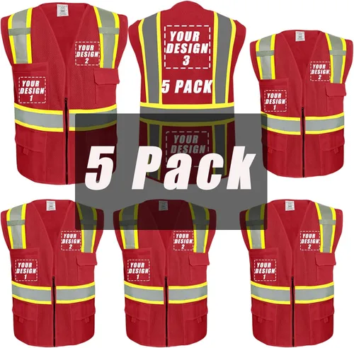 Vista 22 de Chaleco de seguridad personalizado Clase 2 Chaleco reflectante de alta visibilidad