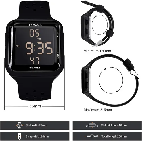 Vista 5 de Reloj de buceo resistente al agua de 328.1 ft con cronómetro, funciones de reloj despertador, pantalla de hora dual, formato de 12/24 horas, Reloj
