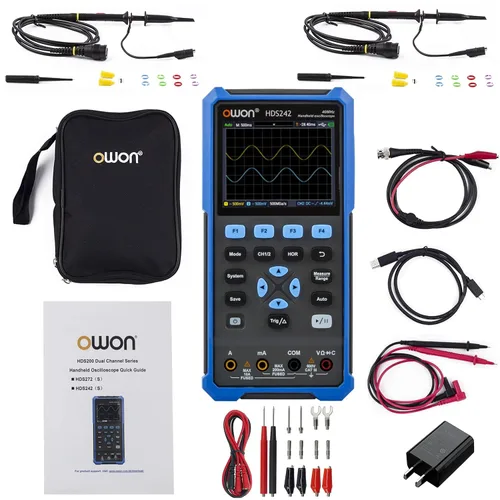 Vista 10 de Osciloscopio HDS242S, 2 en 1 de doble canal con ancho de banda de 40MHz, osciloscopio portátil multímetro con generador de formas de onda