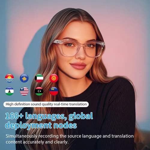 Vista 3 de Gafas Bluetooth con traducción AI, gafas inteligentes con audio Rosa-AI