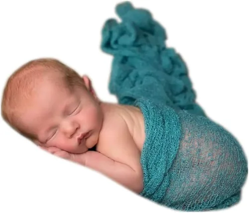 Vista 13 de Vemonllas Newborn Photography Props Wrap Stretch Long Ripple Blanket Yarn Baby Photo Props Boy Girl Cloth Fabric Layer