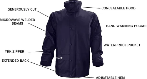 Vista 6 de NAVIS MARINE Rain Suit for Men Heavy Duty Workwear Waterproof Jacket with Bib Pants 3 Pieces