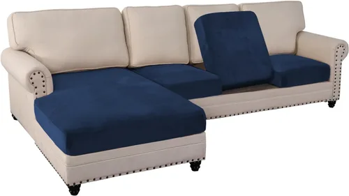 Vista 54 de PrinceDeco Fundas de cojín para sofá, funda elástica y lavable, funda de cojín ajustable de tela de terciopelo antideslizante, protector de muebles