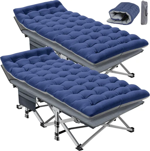 Vista 25 de Slsy Cuna de campamento con colchón de espuma viscoelástica de 2 pulgadas, cama plegable acolchada mejorada con bolsa de transporte, catre de dormir