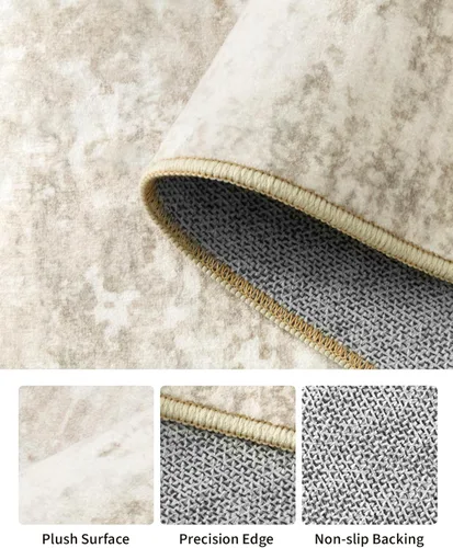 Vista 7 de Art&Tuft Alfombra Lavable, Alfombras de Área Abstractas con Respaldo Antideslizante, Alfombras Resistente a Manchas para Sala de Estar, Alfombra