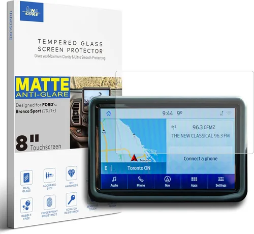 Vista 9 de Protector de pantalla de vidrio templado AG diseñado para Ford Bronco 2021 2022 2023 Dashboard pantalla táctil anti huellas dactilares accesorios