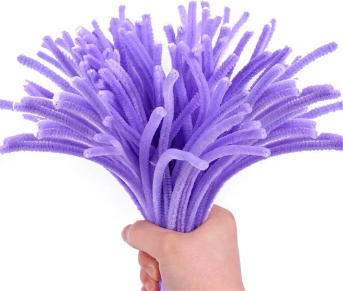Vista 5 de 300 limpiadores de tuberías gruesos a granel, morado y verde