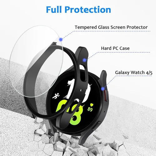 Vista 3 de [Paquete de 2] Funda protectora de pantalla compatible con Samsung Galaxy Watch 5/Galaxy Watch 4 de 1.575 pulgadas, funda protectora ultrafina