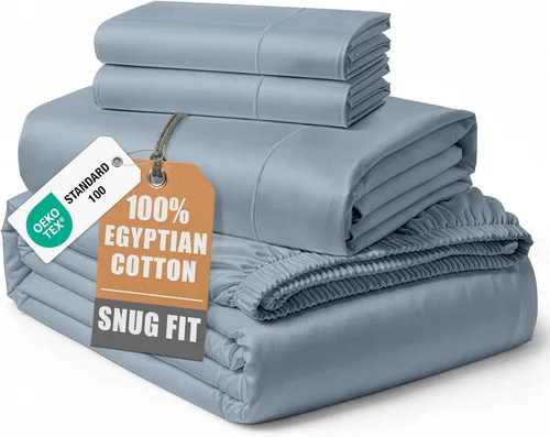 Vista 63 de LANE LINEN - Sábanas individual 100% algodón egipcio suave, cómodo y grueso de calidad de hotel, costuras reforzadas totalmente elásticas, sin