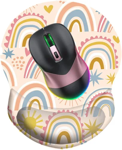 Vista 2 de Alfombrilla de mouse con soporte para muñeca, base de goma antideslizante, reposamuñecas, alfombrilla para mouse de 8.75 x 7.5 pulgadas, alfombrilla