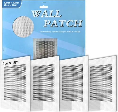 Vista 9 de 8 piezas de parche de paneles de yeso de 4 pulgadas, parches de reparación de pared, kit de reparación de agujeros de pared de yeso autoadhesivo
