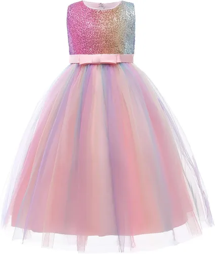 Vista 4 de REXREII Vestido de tul sin mangas para fiesta de unicornio para niñas, disfraz de carnaval, princesa, cumpleaños, Navidad, vestido largo