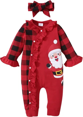 PATPAT Conjunto de ropa para bebé niña con volantes laterales a presión + sombrero + diadema para llegar a casa
