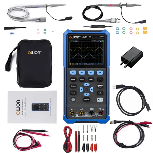 Vista 8 de Osciloscopio HDS242S, 2 en 1 de doble canal con ancho de banda de 40MHz, osciloscopio portátil multímetro con generador de formas de onda
