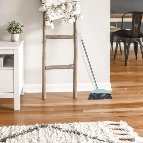 Vista 3 de Escoba de mango largo para limpieza del hogar, mango de metal para polvo y basura para niño y niña para aprender a limpiar, almacenamiento