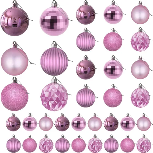 Vista 124 de Bolas pequeñas de Navidad doradas de 1.6 pulgadas, adornos de decoración para árbol de Navidad, bolas colgantes inastillables para decoraciones