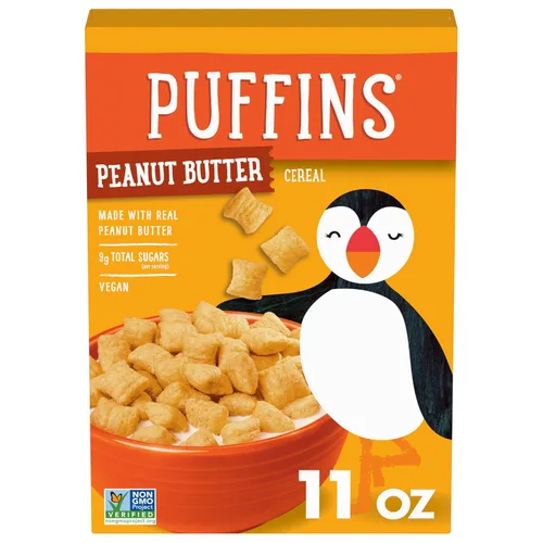 Vista 9 de Cereal Puffins Original, Cereal Inflado para Niños con Maíz y Avena, Vegano, Kosher, Proyecto Verificado Sin OGM, Caja de 10 OZ
