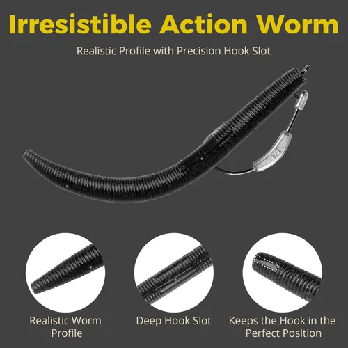 Vista 3 de 30/50/78/100 piezas Senko Worms Kit - Señuelos de pesca de plástico suave de 4"/5" con impregnación de sal para pesca de lubina