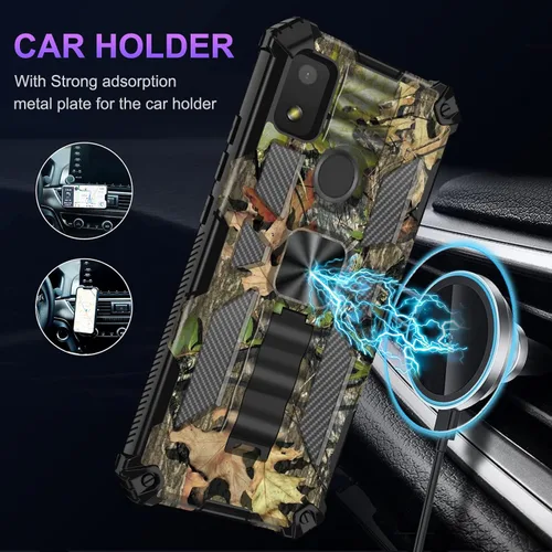 Vista 2 de Funda para teléfono Cricket Debut Smart, Cricket Debut Smart 2022 con protector de pantalla, soporte de anillo para soporte magnético de automóvil