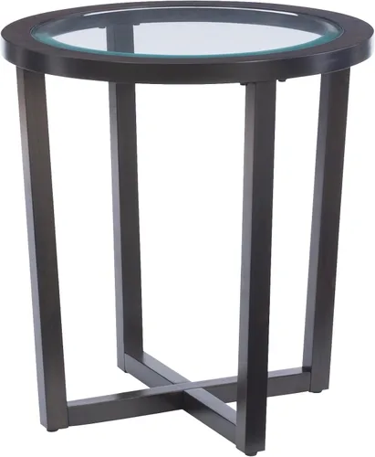 Vista 13 de Powell Marta Umber - Juego de mesa auxiliar y mesa auxiliar de madera marrón con tapa de cristal templado