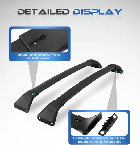 Vista 4 de Rieles de techo y barras transversales para Mazda CX5 CX-5, fácil instalación, no requiere perforación, juego completo en negro elegante (2017-2025)