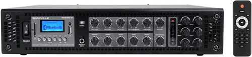 Vista 3 de Rockville RCS180-6 Bundle: Amplificador de 180 vatios 6-Zone 70V Comercial/Restaurante con Bluetooth, (6) Cube 3.5" Negro Comercial 70V Giratorio