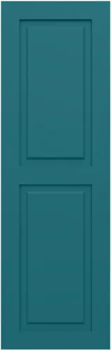 Vista 6 de PVC True Fit de 12 pulgadas de ancho x 25 pulgadas de alto, dos persianas de panel elevadas iguales, Antigua (por par, accesorios no incluidos)