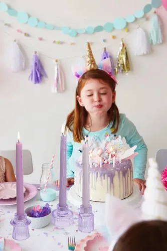 Vista 5 de Vixdonos Portavelas de Cristal Cónicos Portavelas de Velas de Té para Centros de Mesa, Decoración de Bodas y Fiestas de Cena (6 Piezas, Morado)